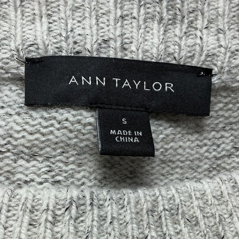 Ann Taylor Sweater Womens Small Gray Wool Blend Bow Sleeve Crew Neck Fall - Picture 6 of 7